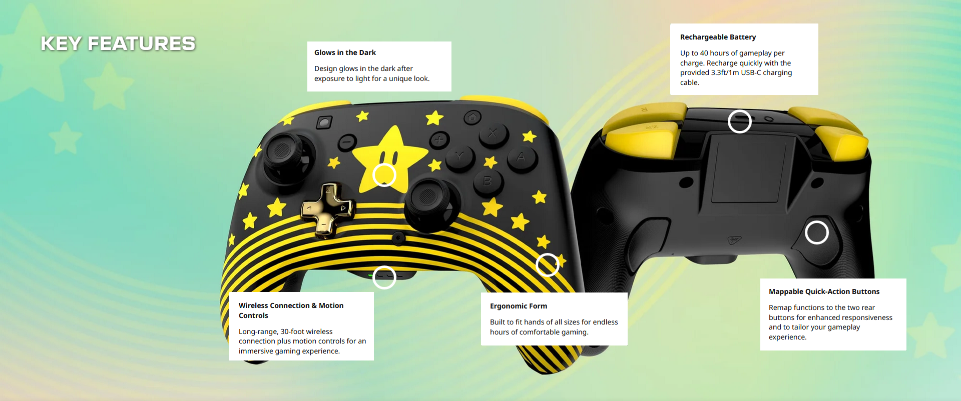 Turtle Beach Rematch Wireless Controller - Super Mario Star Edition