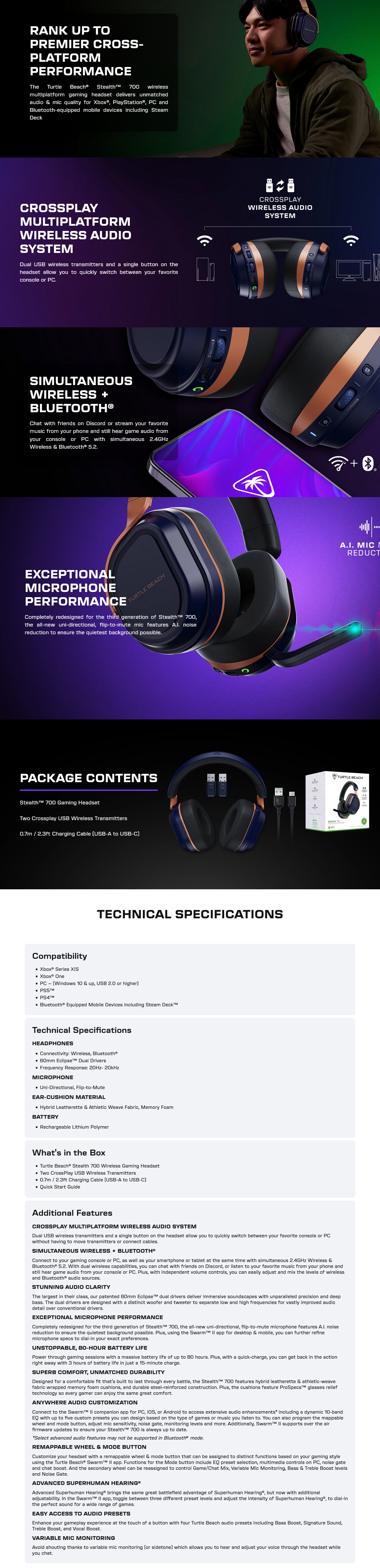 Turtle Beach Stealth 700 Gen 3 Headset - Cobalt Blue