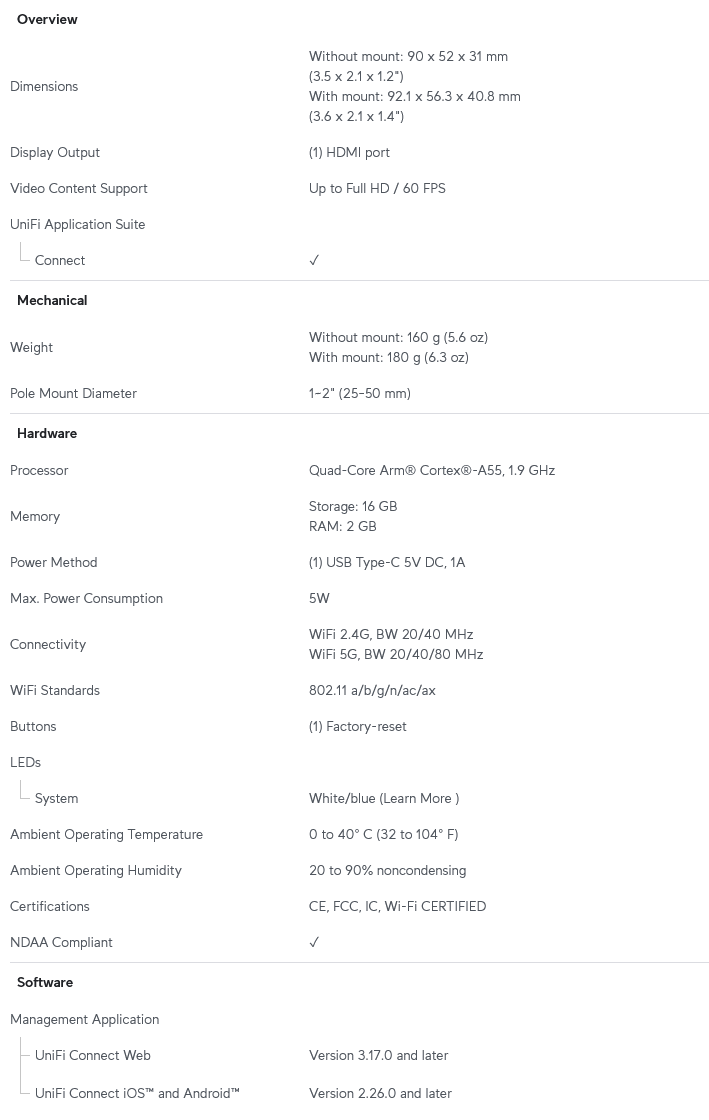 Ubiquiti Display Cast Lite