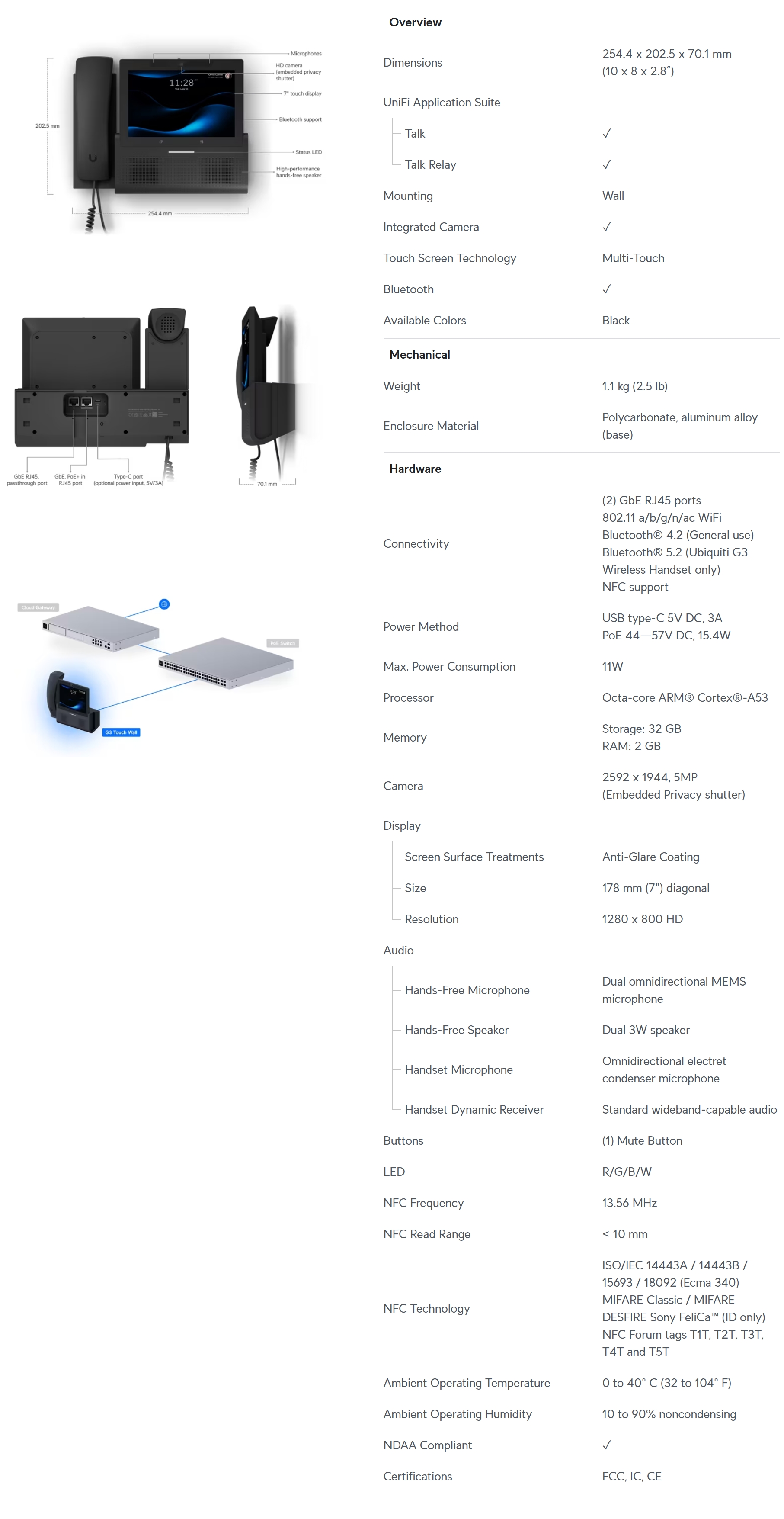 Ubiquiti G3 Touch Wall