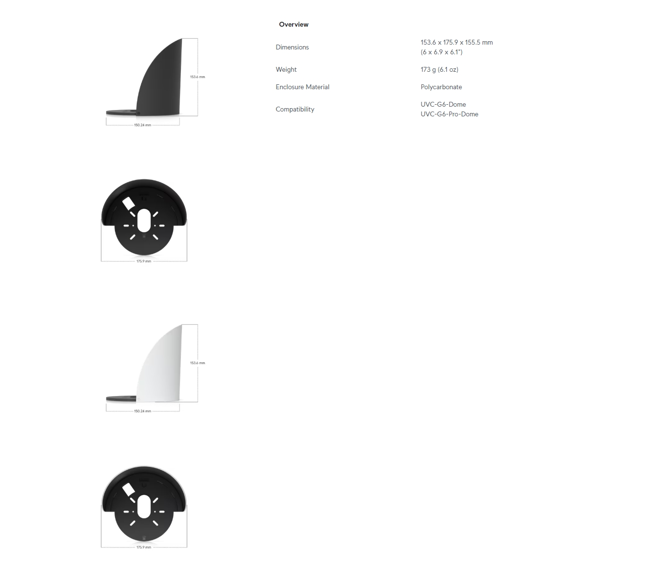Ubiquiti G6 Dome Camera Weather Shield - Black
