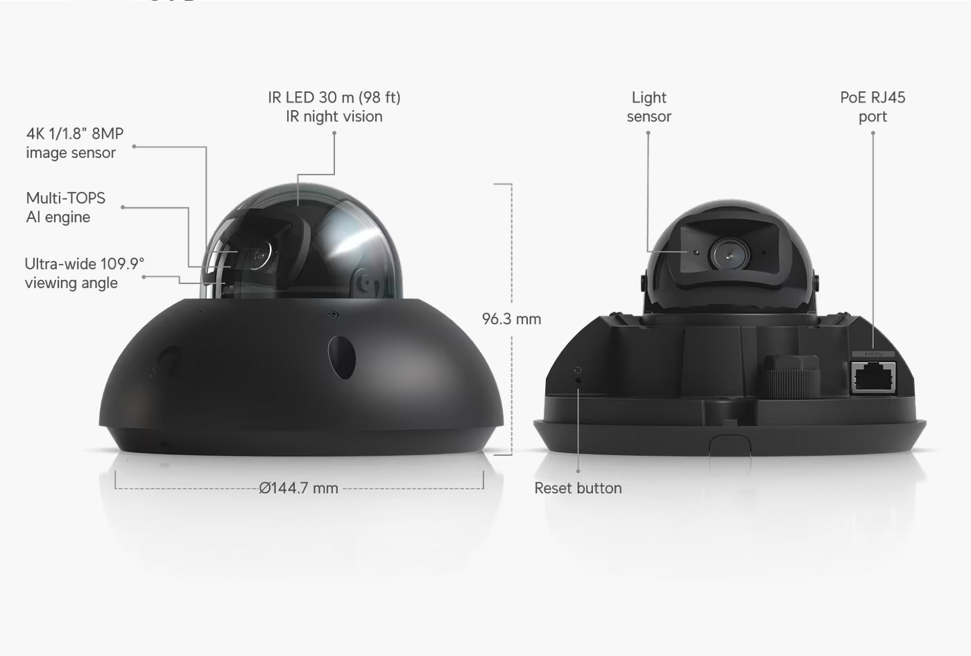 Ubiquiti Networks 4K 8MP G6 Dome Security Camera - Black