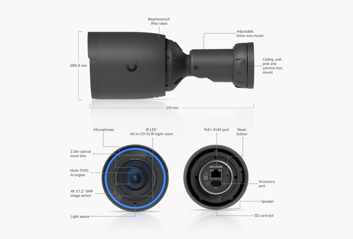 Ubiquiti Networks 4K 8MP G6 Pro Bullet Security Camera - Black