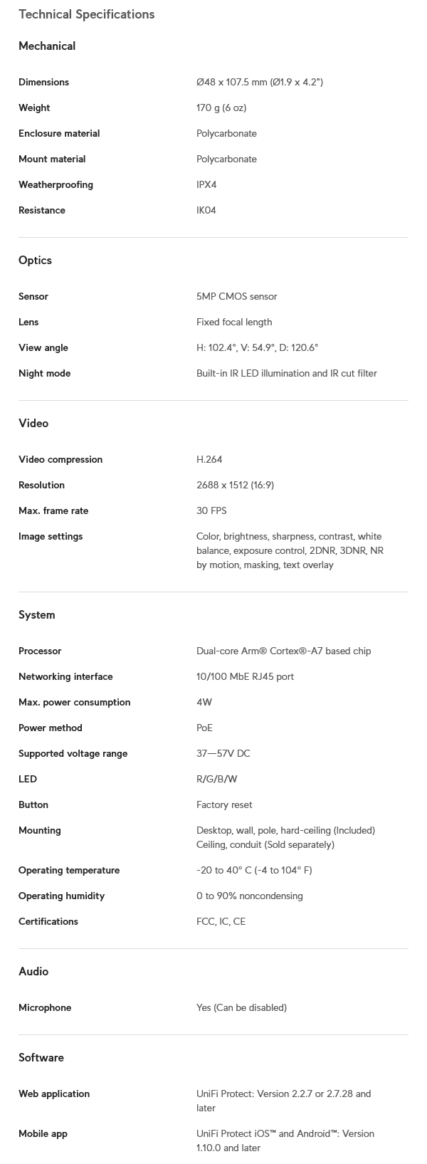Ubiquiti Networks G5 Flex 2K IR Mountable PoE Surveillance Camera