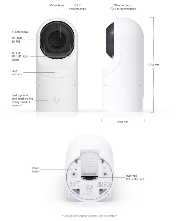 Ubiquiti Networks G5 Flex 2K IR Mountable PoE Surveillance Camera
