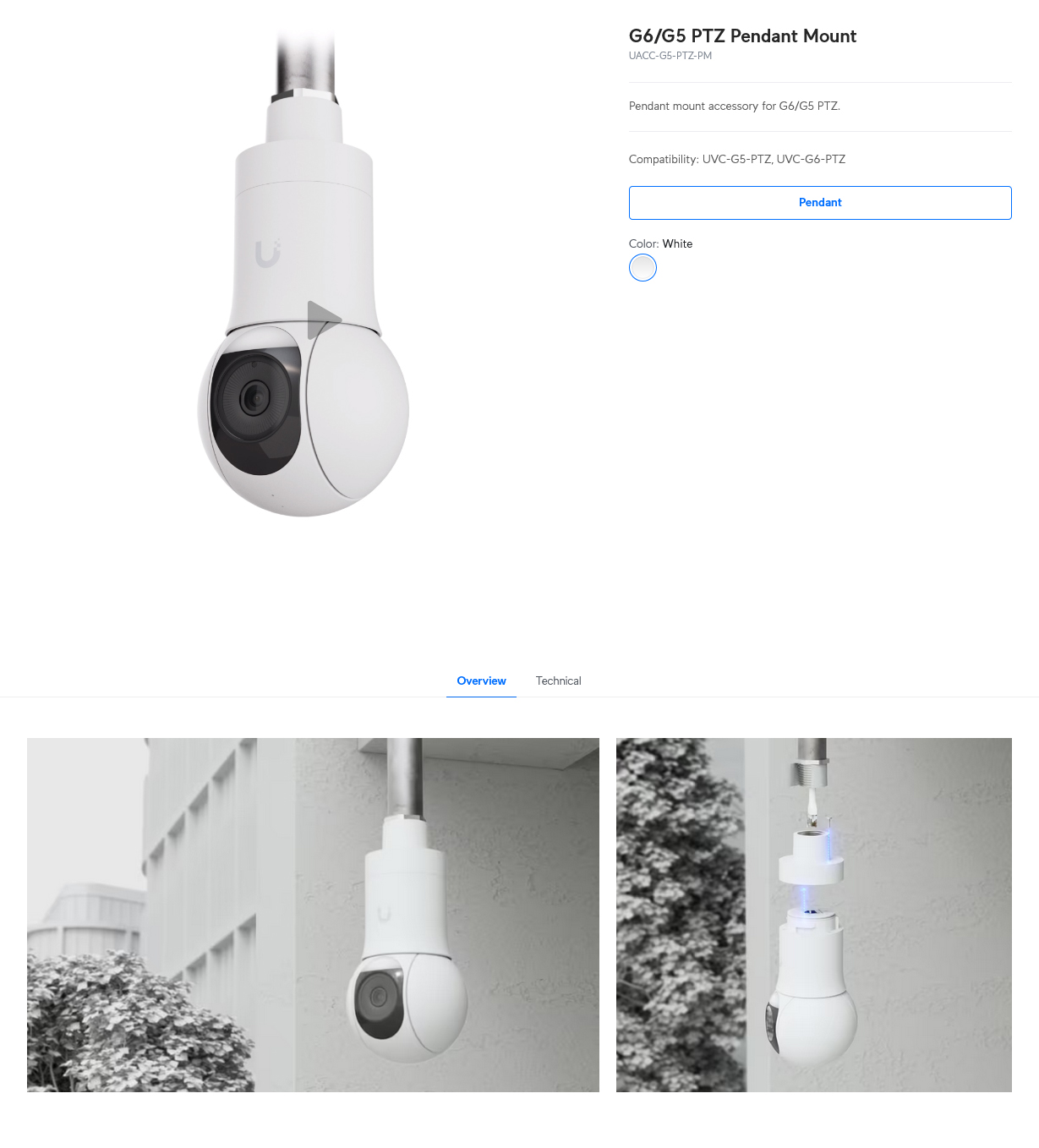 Ubiquiti Networks G5 PTZ Pendant Mount