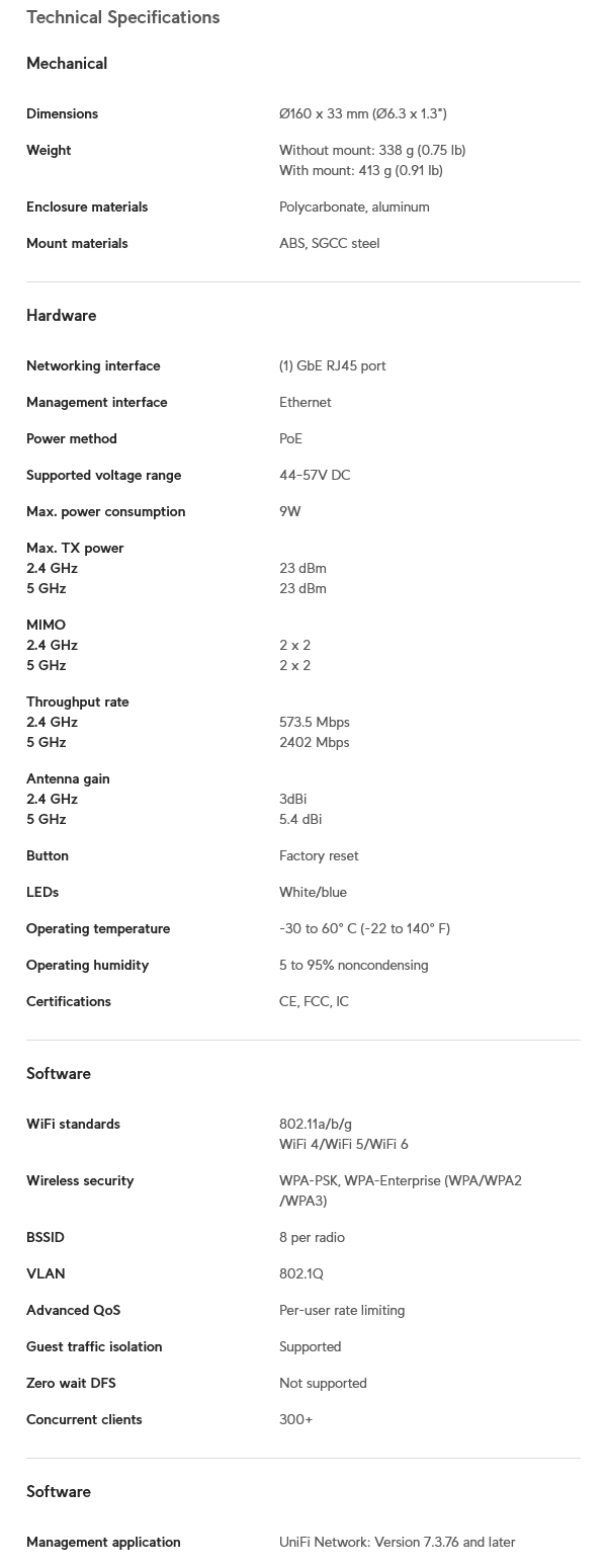 Ubiquiti Networks U6+ UniFi PoE Compact Wi-Fi 6 Access Point