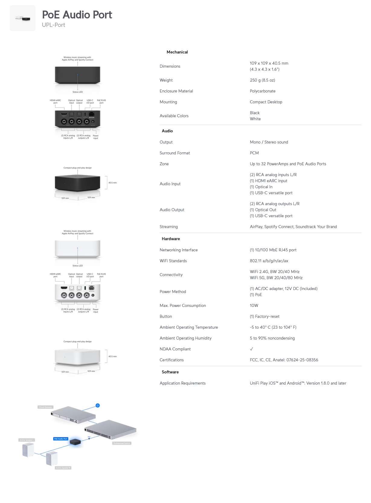 Ubiquiti PoE Audio Port - White