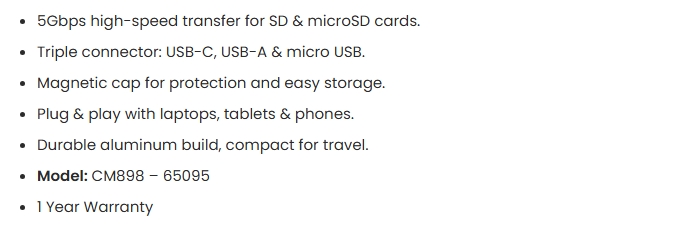 UGREEN 65095 3-in-1 Magnetic USB-C to SD/microSD Card Reader