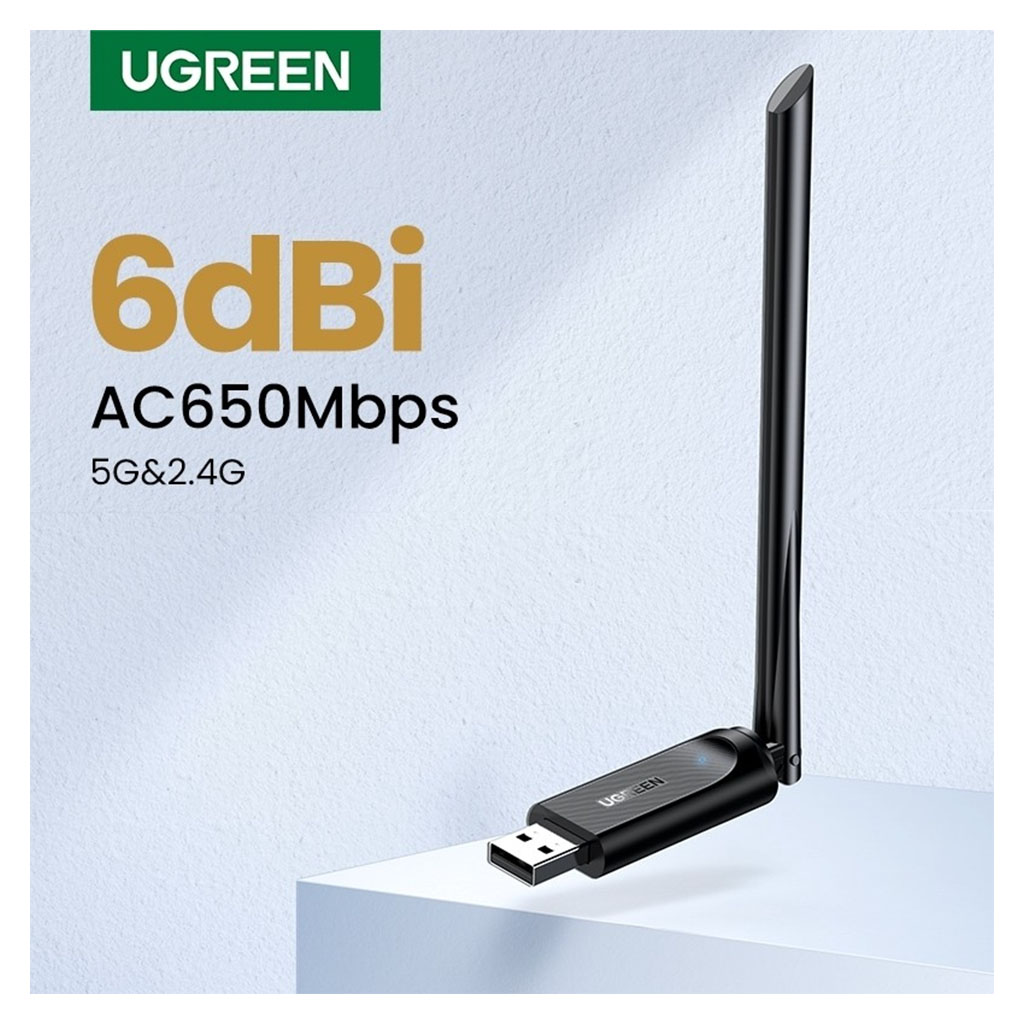 Ugreen 90339 AC650 High-Gain Dual Band Wireless USB Adapter - 90339 | Mwave