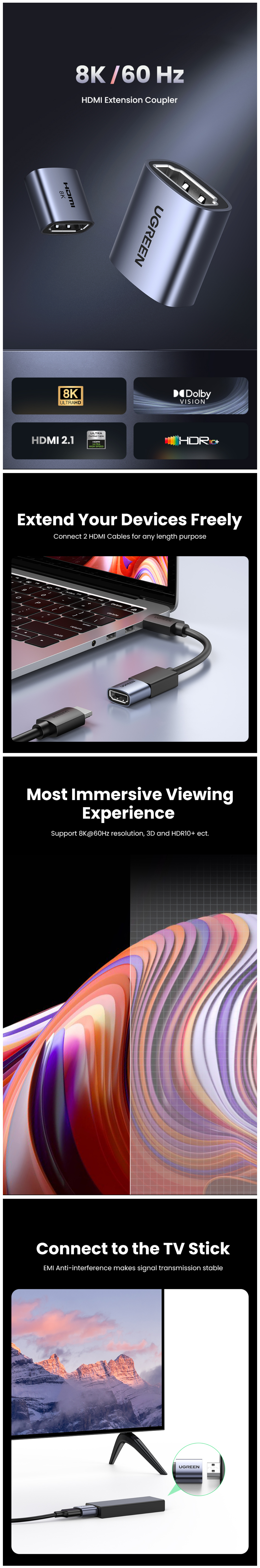 UGREEN 90592 8K HDMI Female to Female Adapter