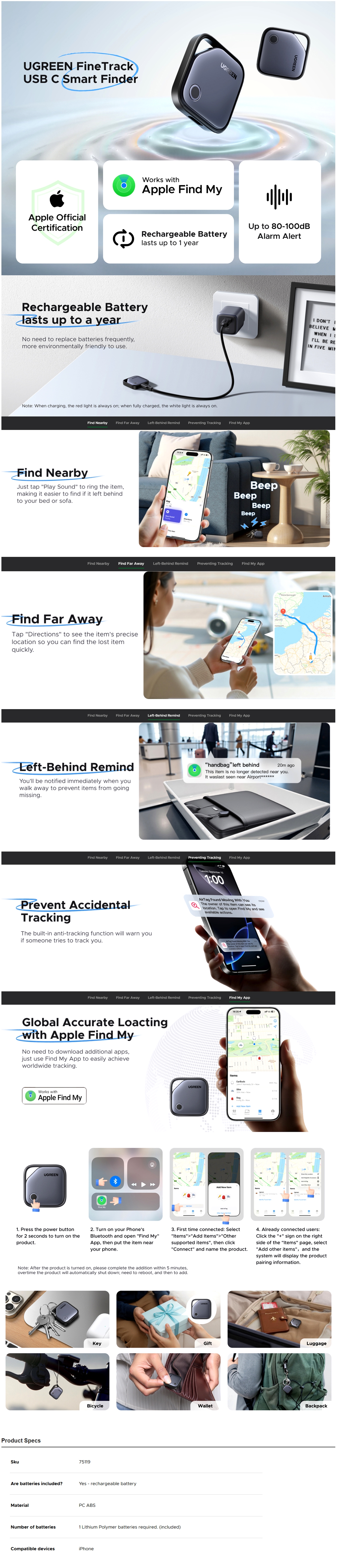 UGREEN Smart Finder 2 for Apple - 1 Pack