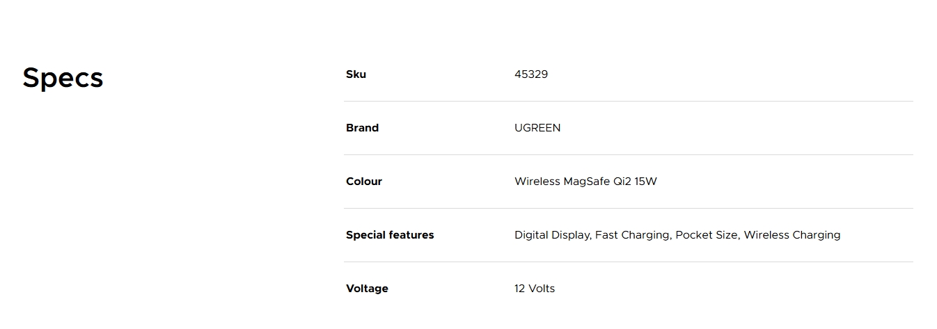 UGREEN Uno 10000mAh Qi2 15W Wireless USB-C Power Bank - Gray