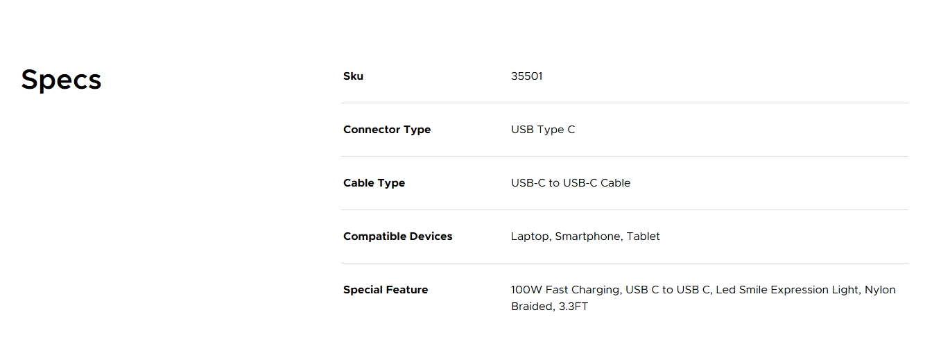 UGREEN Uno 35501 1m 100W USB-C to USB-C Braided Cable - Gray