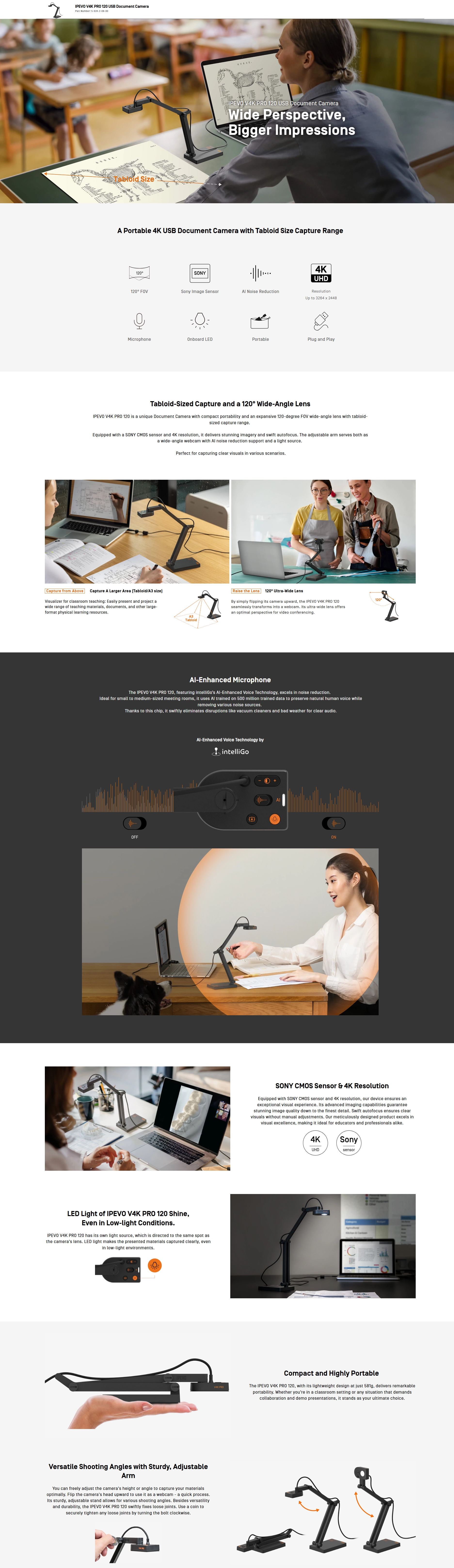 V4K PRO 120 USB Document Camera