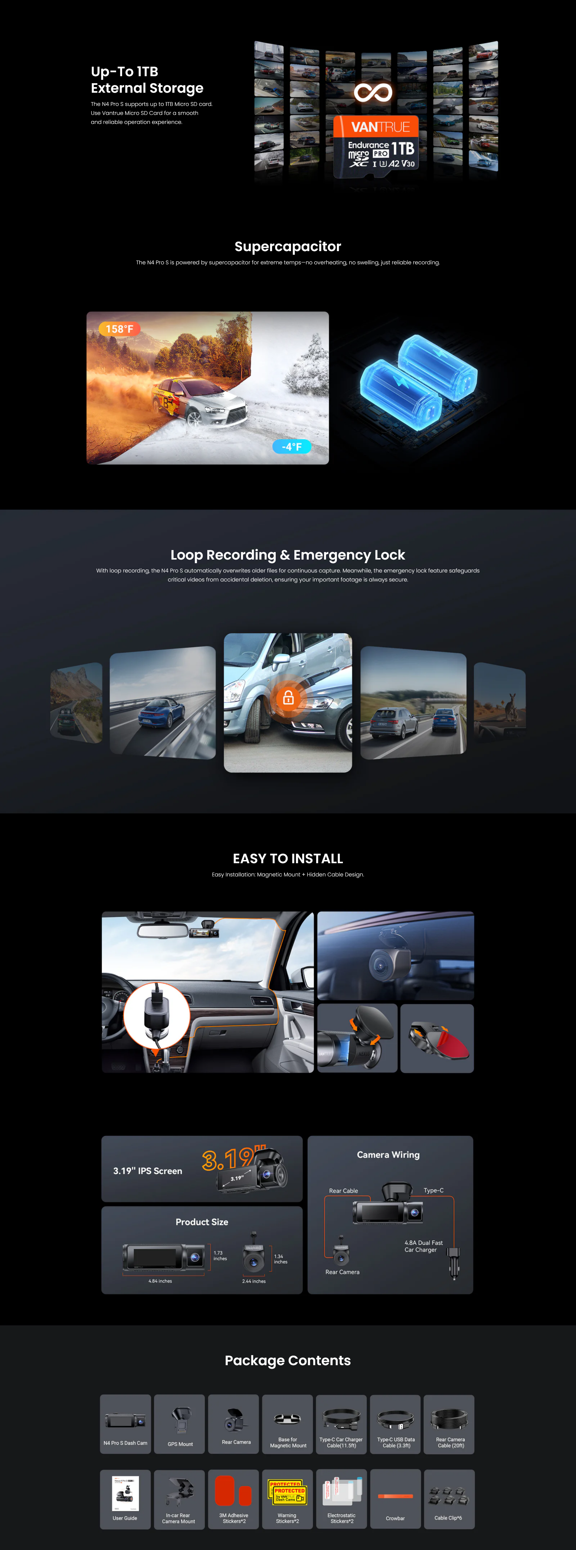 Vantrue N4 Pro S 3-Channel 4K WiFi Dash Cam