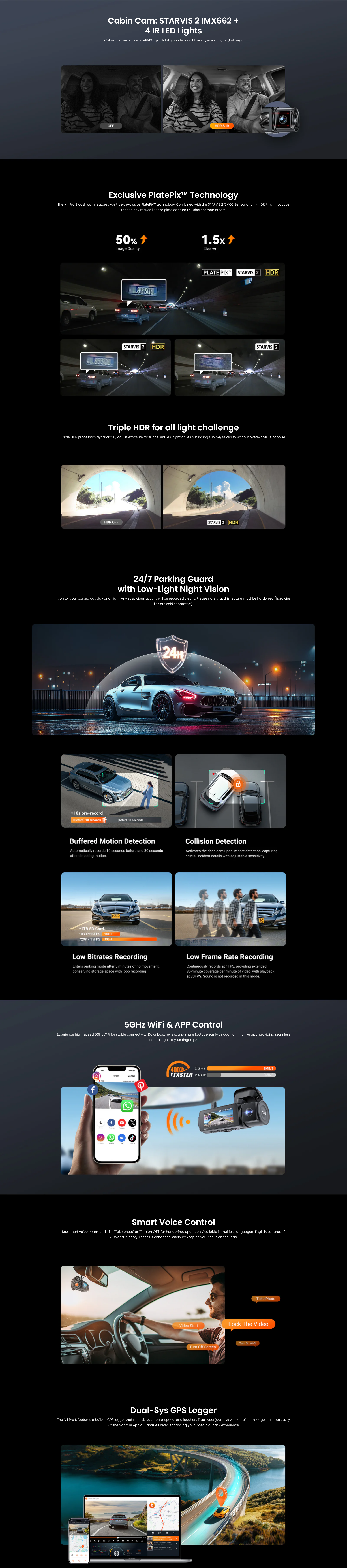 Vantrue N4 Pro S 3-Channel 4K WiFi Dash Cam