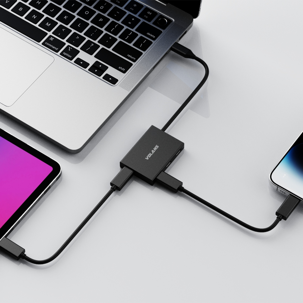 VOLANS VL-HC04S Aluminium USB-C (10Gbps) to 4-Port USB-C Hub