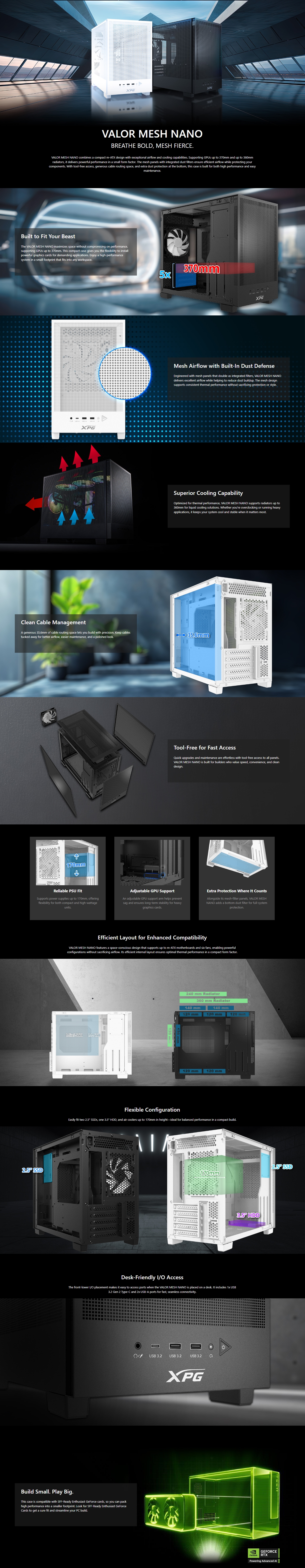 XPG VALOR MESH NANO Mid-Tower Micro-ATX Case - Black
