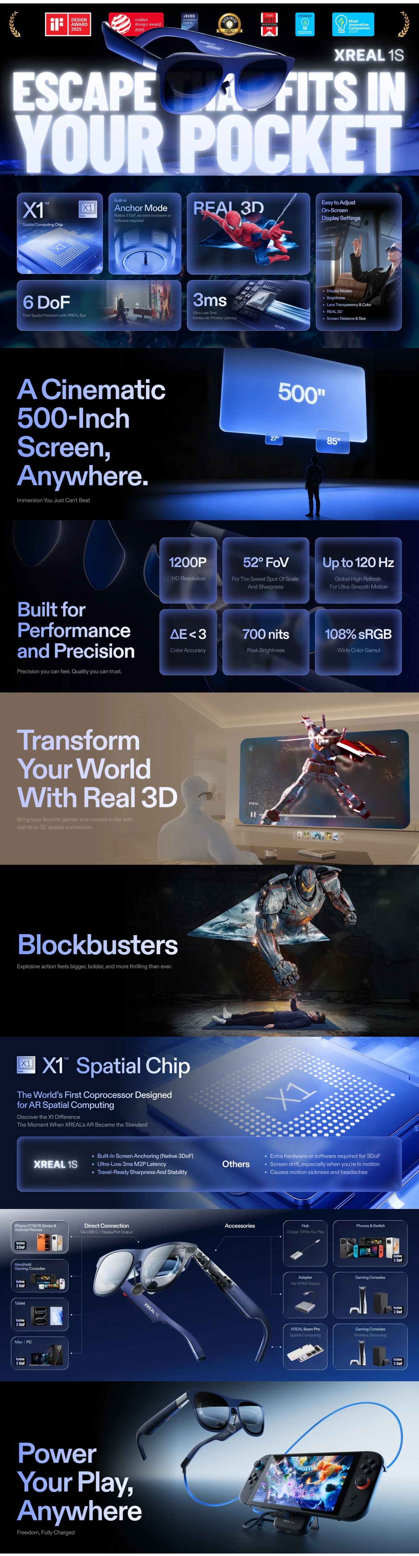 XREAL 1S Augmented Reality Glasses