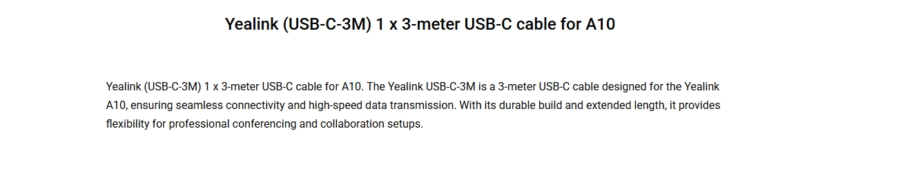 Yealink 3m USB-C Cable for A10