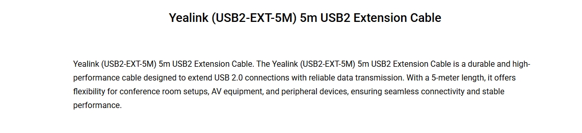 Yealink 5m USB2 Extension Cable