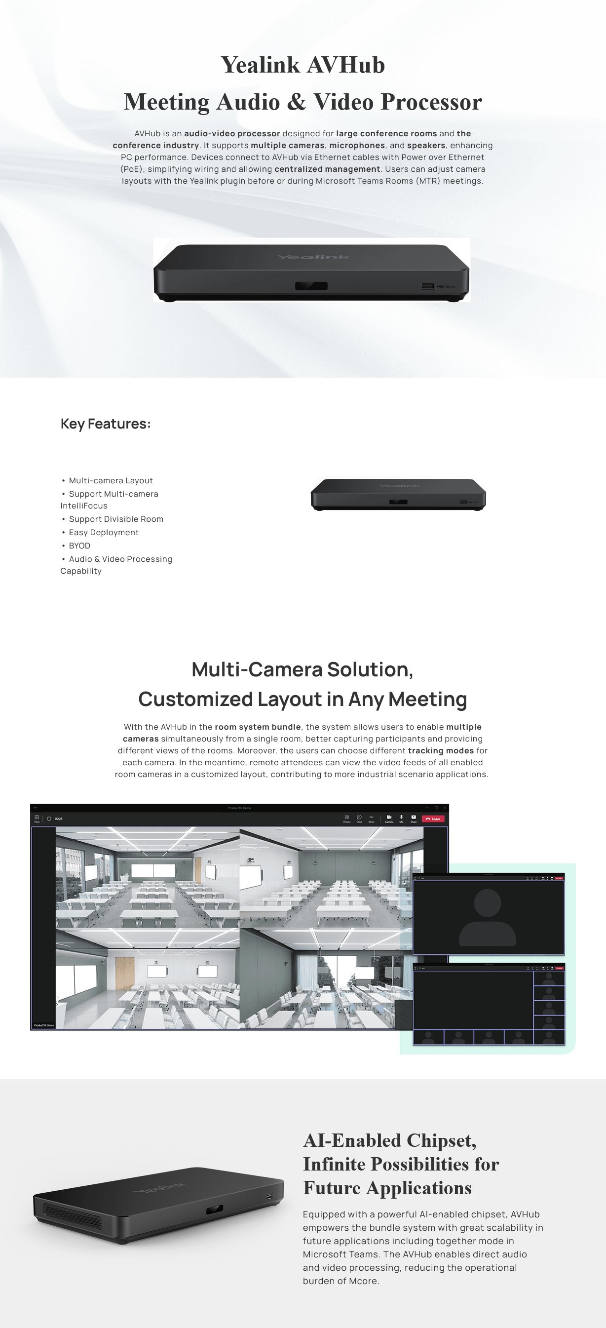 Yealink AVHub Audio Visual Hub for MVC Room Solutions