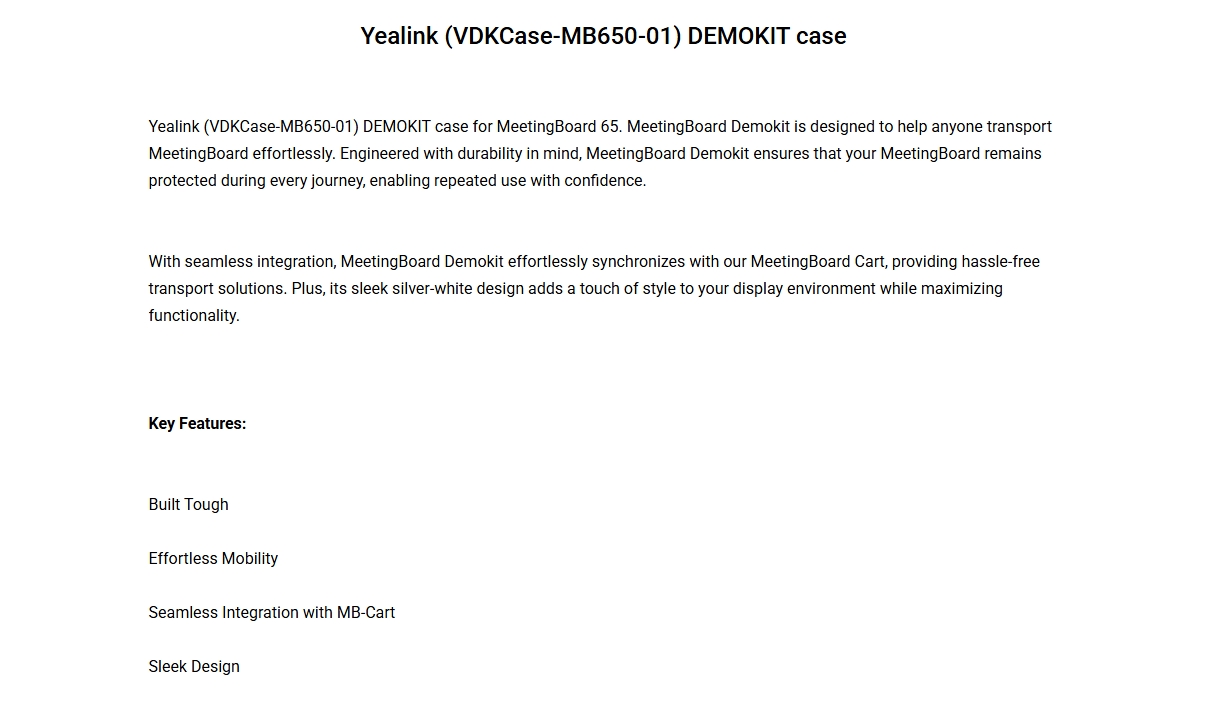 Yealink DEMOKIT Case for MeetingBoard 65