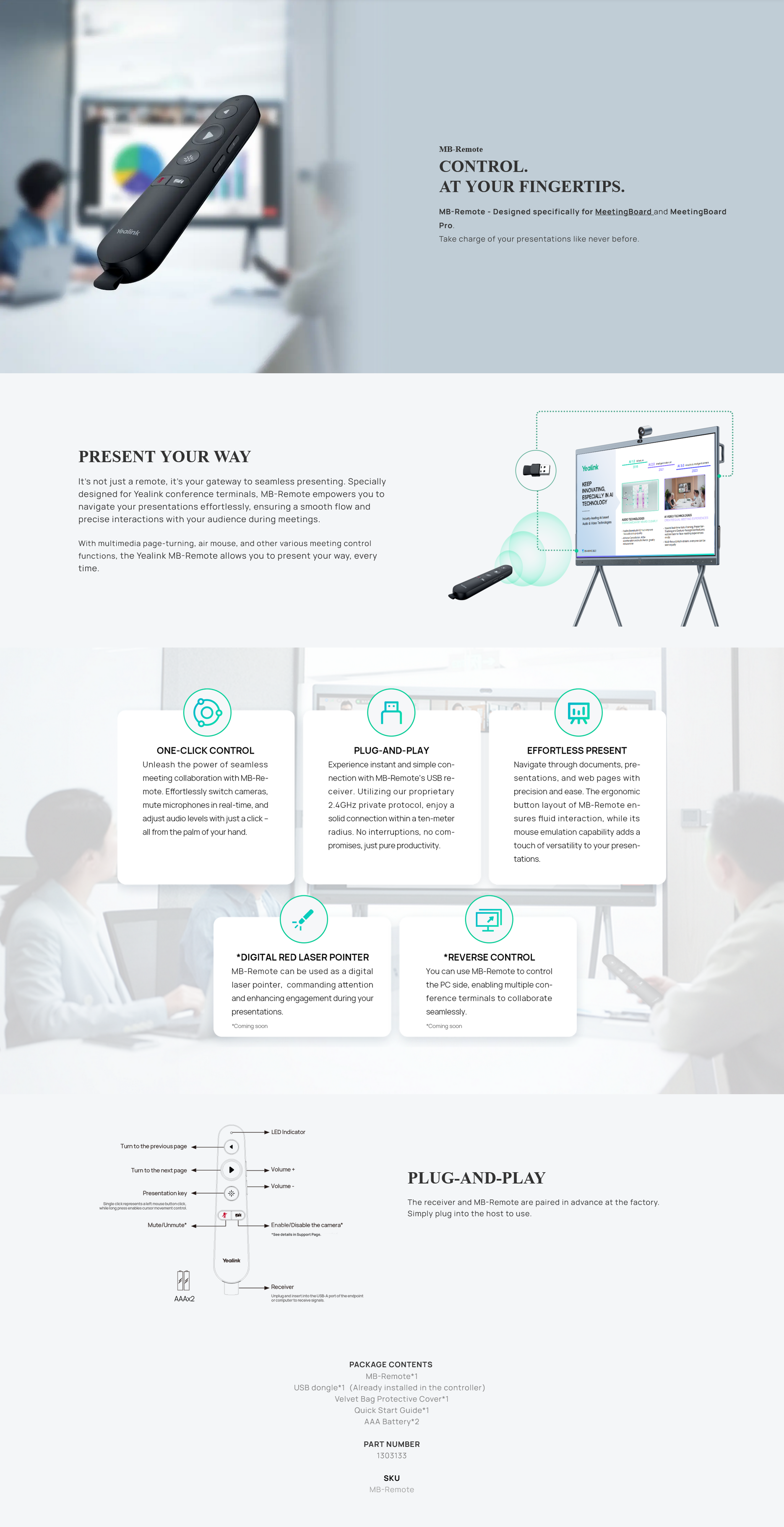 Yealink MB-Remote Wireless Presentation Pod for MeetingBoard Series