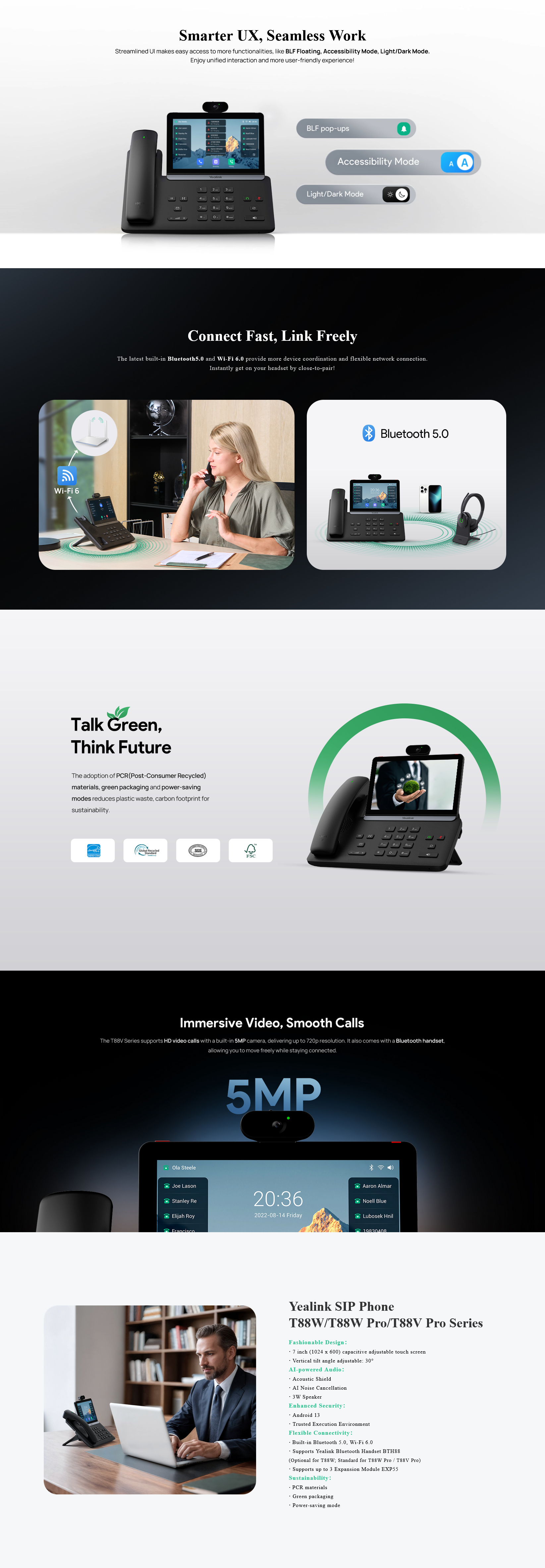 Yealink SIP-T88V Pro IP HD Android Phone