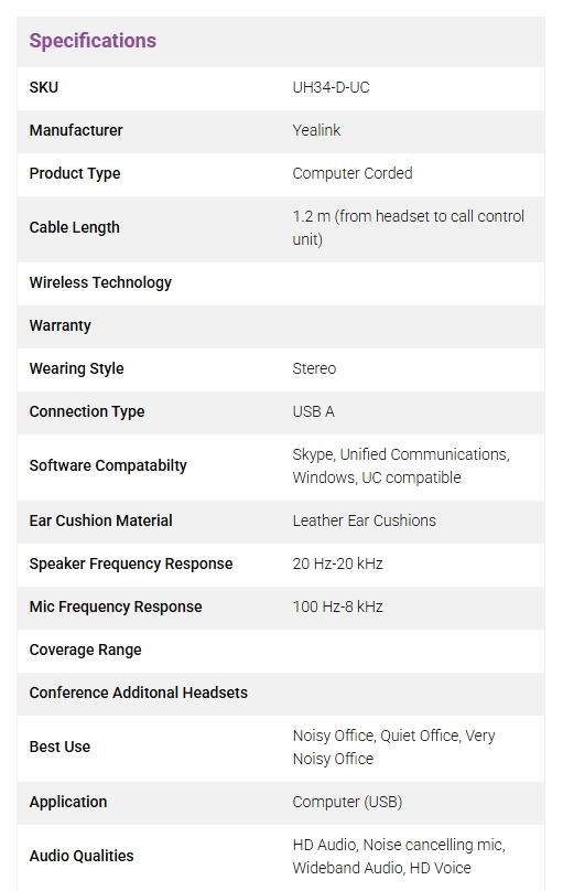Yealink UH34 Dual USB Headset - UC