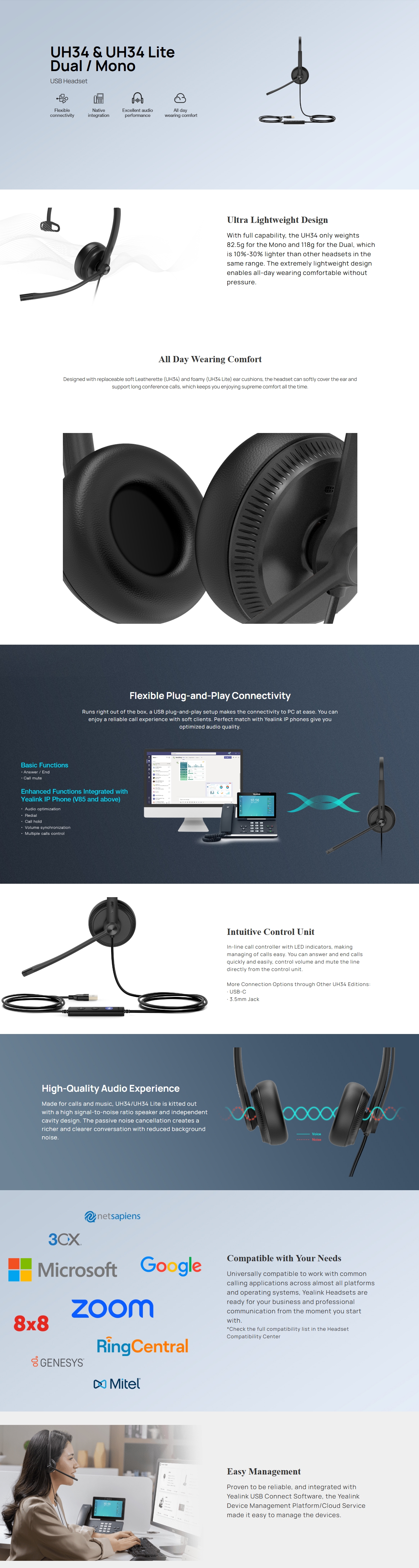 Yealink UH34 Dual USB Headset - UC
