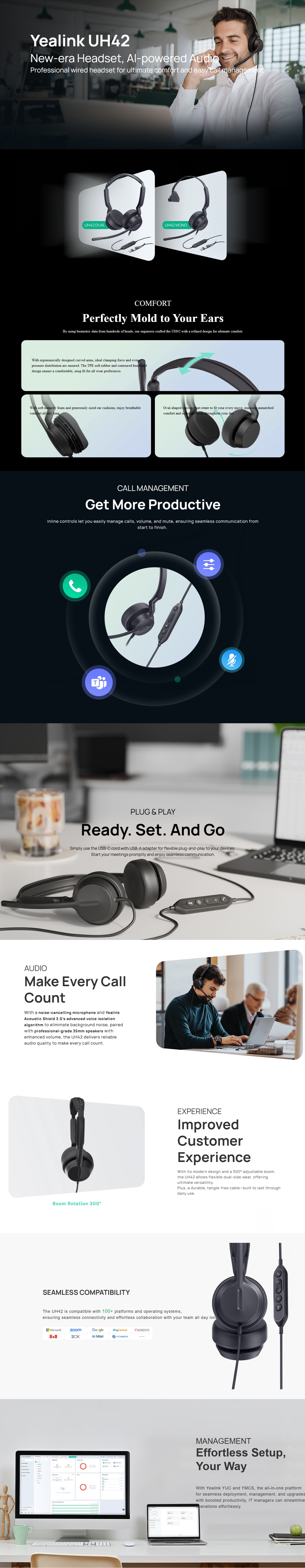 Yealink UH42 Dual USB-C/A Headset - Microsoft Teams