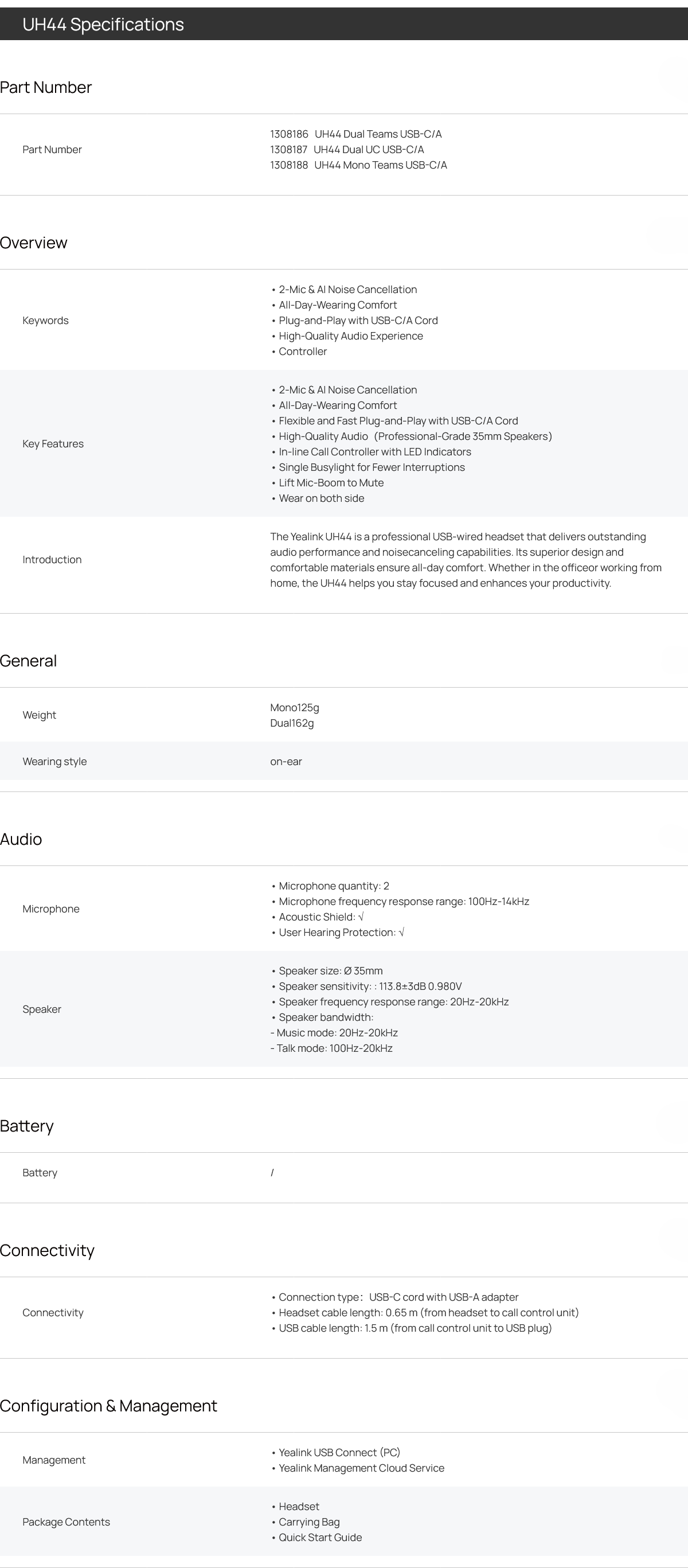 Yealink UH44 Dual USB-C/A Headset - UC