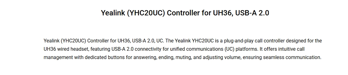 Yealink YHC20UC Controller for UH36