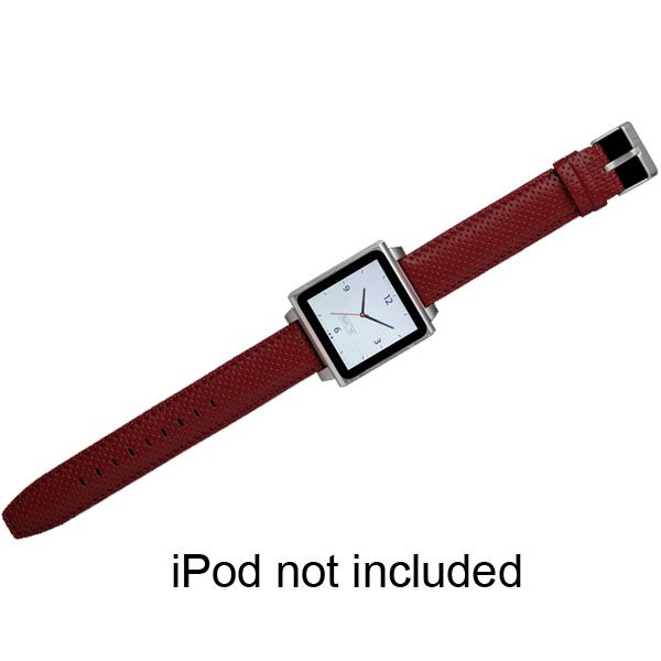 HEX Vision Leather Watch Band for iPod Nano Gen 6 Red (